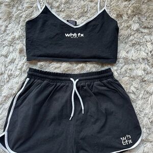 White Fox Boutique Black and White Shorts & Tank Top Matching set